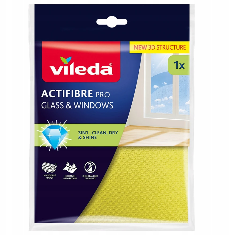 Vileda Actifibre Pro stiklo ir langų šluostė, 1 vnt.