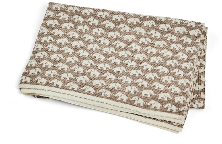 Patalynės komplektas Smallstuff – Kūdikių antklodė AO drambliai – Merino vilna Natur – 80x100 cm (70007-90)