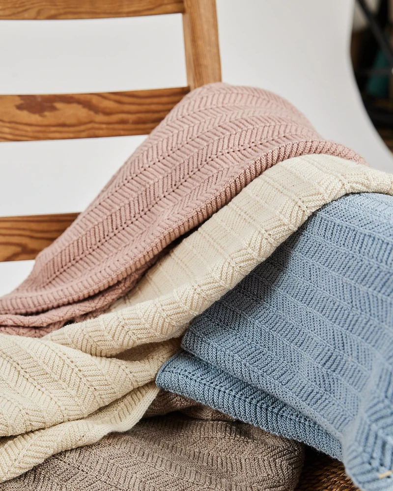 Patalynės komplektas Smallstuff Smulkūs daiktai - Kūdikių antklodė, žuvies kaulas, merino vilna - Mėlyna - 80x100 cm (70007-84)