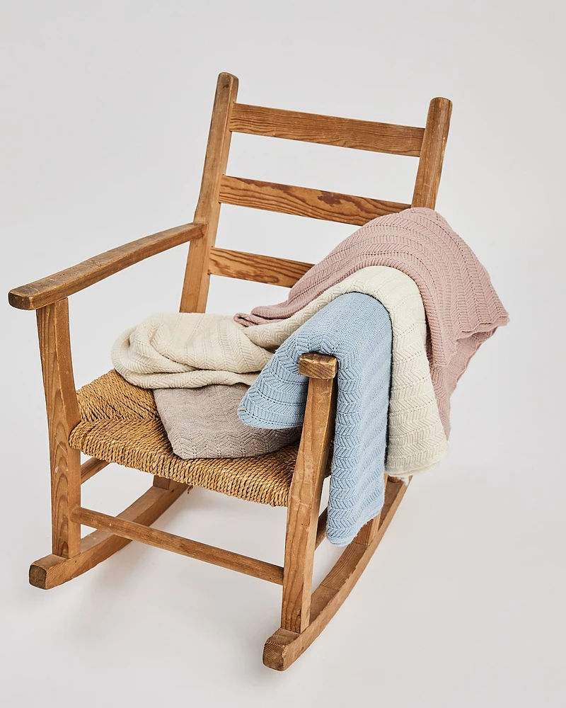 Patalynės komplektas Smallstuff Smulkūs daiktai - Kūdikių antklodė, žuvies kaulas, merino vilna - Mėlyna - 80x100 cm (70007-84)