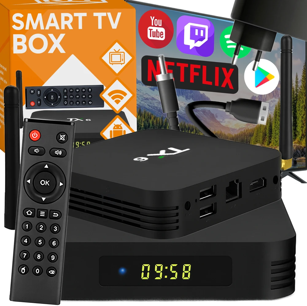 Televizorius Smart Išmanusis TV adapteris TX6, 4 GB RAM