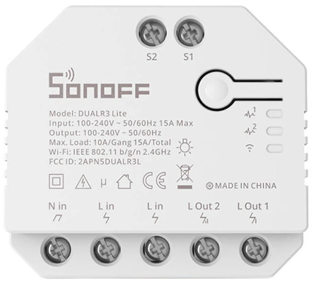SONOFF DUALR3 Lite 2 kanalų Wifi relė su variklio valdymu