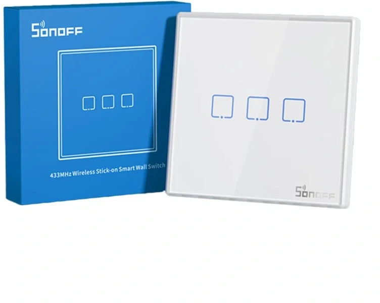 Sonoff belaidis 433MHz išmanusis sieninis jungiklis T2EU3C-RF (3 kanalų)