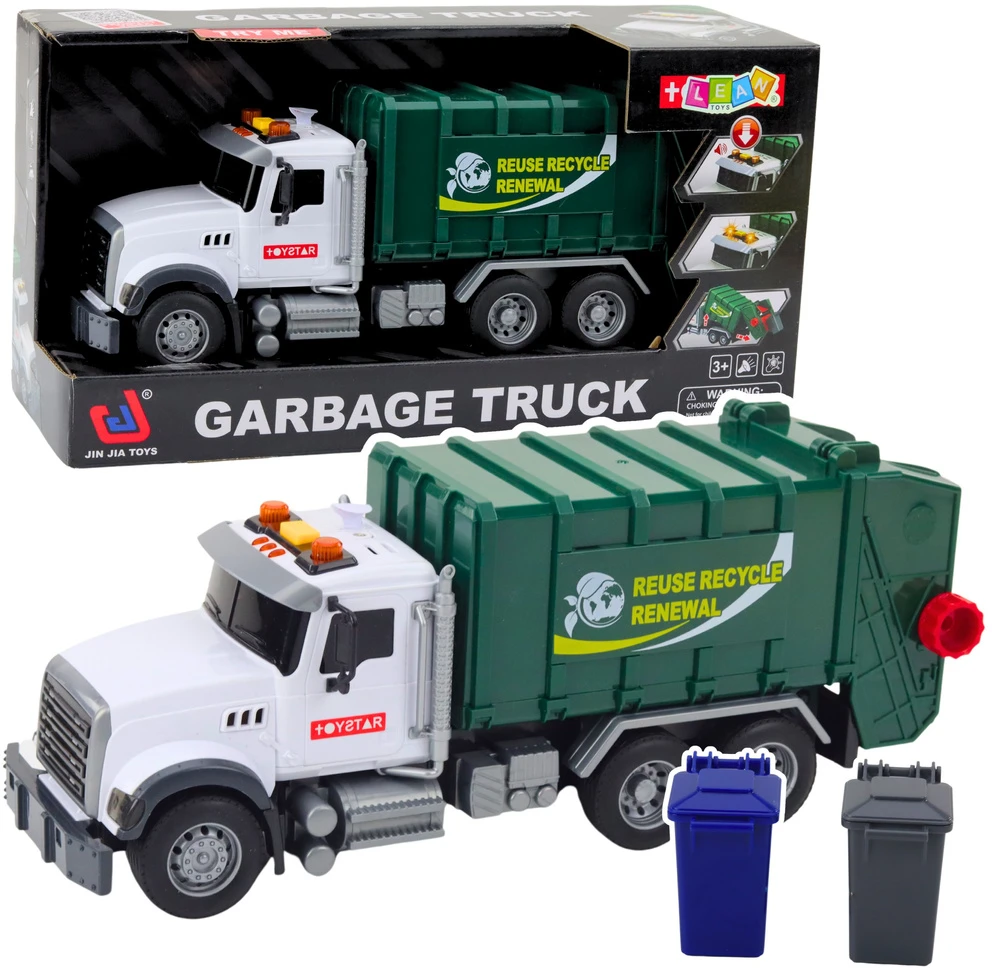 Lean Toys Žalias žaislinis šiukšliavežis su šviesomis ir garsais 1:14