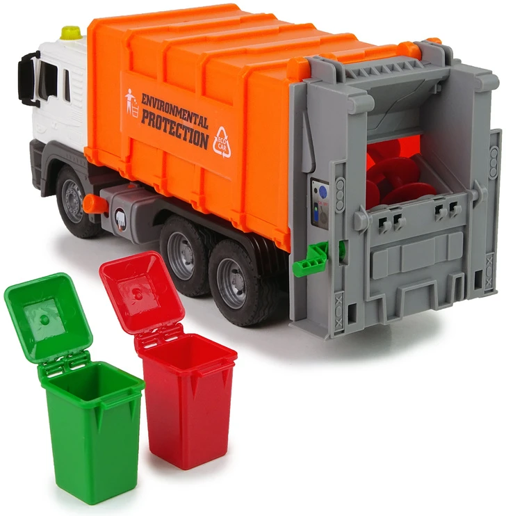 Lean Toys Oranžinis šiukšliavežis su garsais