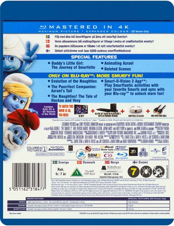 Smurfai 2/Smurfai 2 (3Blu-ray)