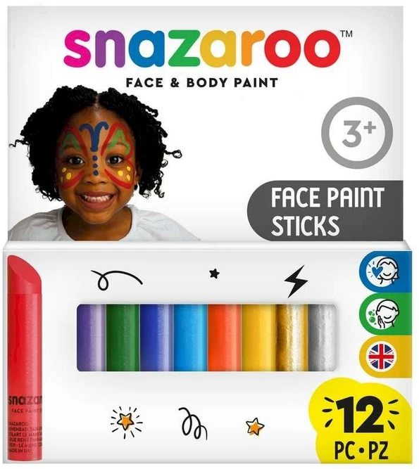 „Snazaroo“ – makiažo spalvų segtukai (12 vnt.) (791103)