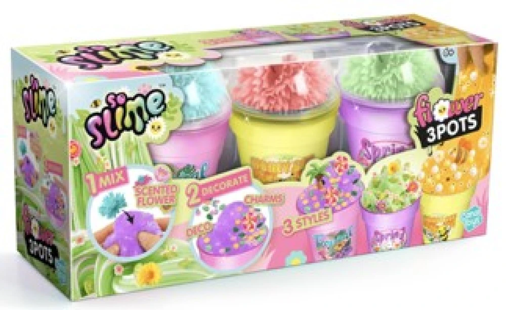 SO SLIME Kūrybinis gleivių rinkinys „Gėlių vazonėlis“, 3 vnt.