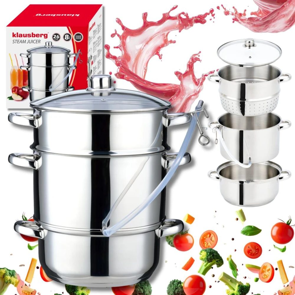 Sokownik Garinė sulčiaspaudė, plieninė, 8 l, indukcinė, Klausberg, kb-9032