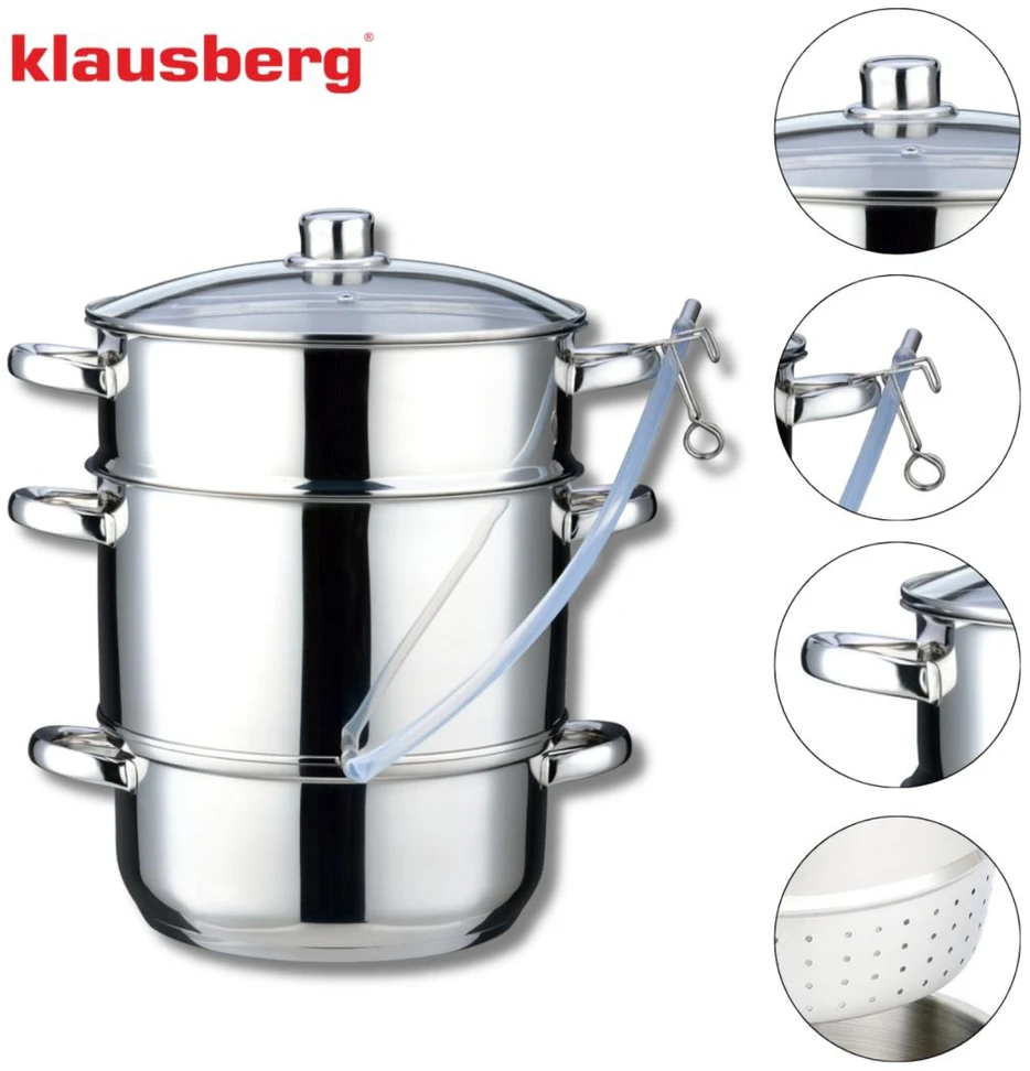Sokownik Garinė sulčiaspaudė, plieninė, 8 l, indukcinė, Klausberg, kb-9032