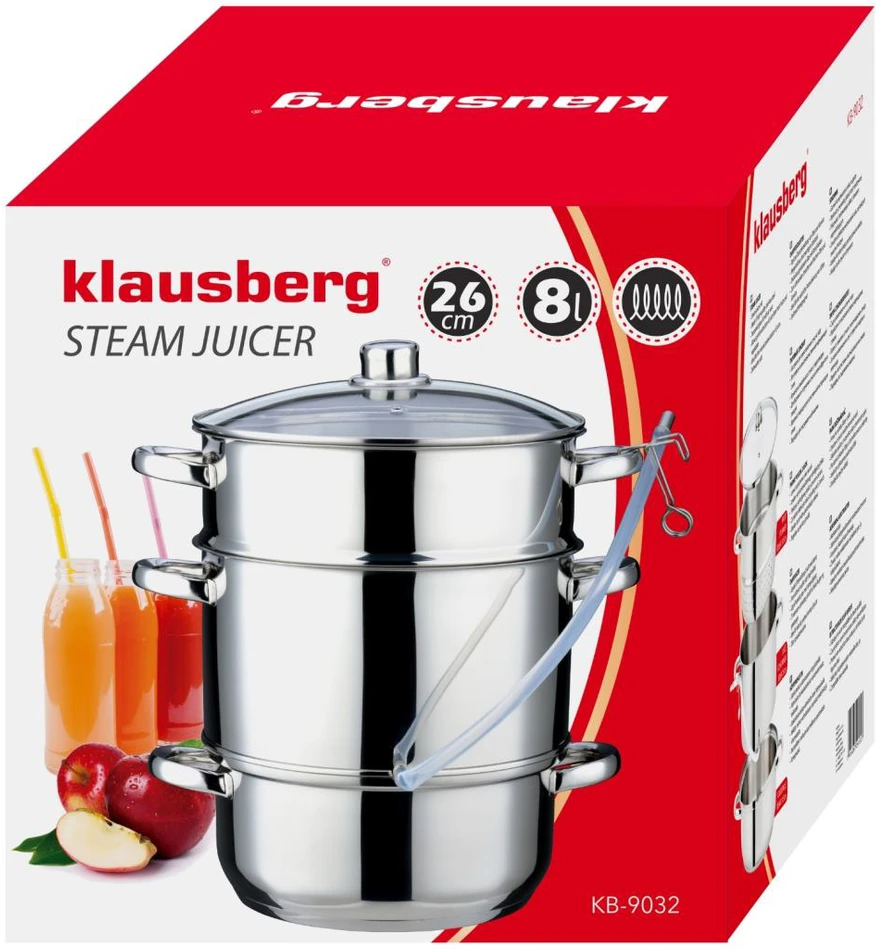 Sokownik Garinė sulčiaspaudė, plieninė, 8 l, indukcinė, Klausberg, kb-9032