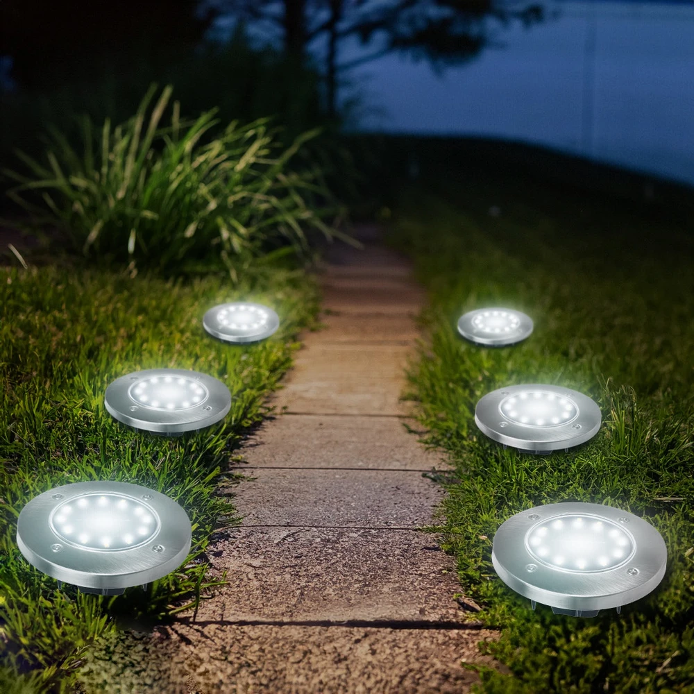 Maclean MCE318 LED saulės kelio šviestuvai su įžeminimo smaigaliu 12 LED SMD Neutral Baltas 4000K 0,7 W saulės lempa lauko tako šviesai sodo šviestuvams IP44