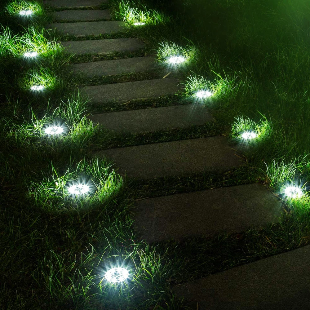 Maclean MCE318 LED saulės kelio šviestuvai su įžeminimo smaigaliu 12 LED SMD Neutral Baltas 4000K 0,7 W saulės lempa lauko tako šviesai sodo šviestuvams IP44