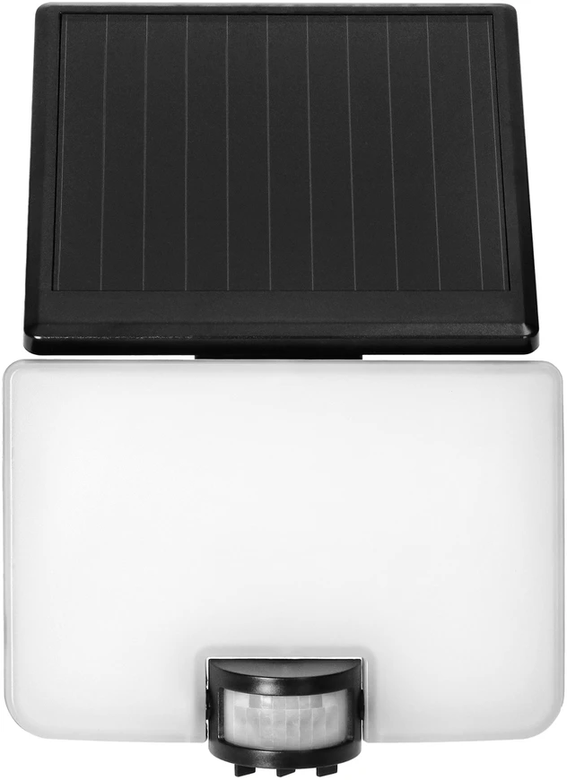 Orno SOLIS LED 10W, saulės energija varomas prožektorius su PIR judesio jutikliu, 1200lm, IP54, 4000K, 3000 mAh, juodas
