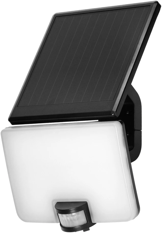Orno SOLIS LED 10W, saulės energija varomas prožektorius su PIR judesio jutikliu, 1200lm, IP54, 4000K, 3000 mAh, juodas