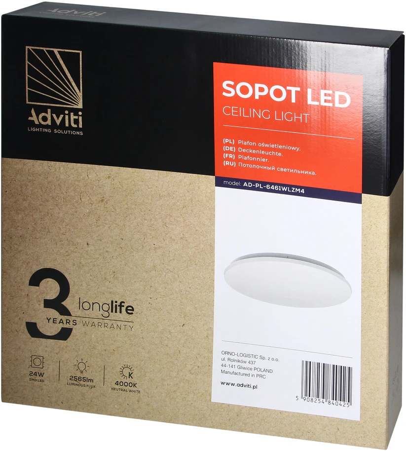 Orno SOPOT LED 24W, lubinis šviestuvas, 2565lm, IP20, 4000K, PVC gaubtas