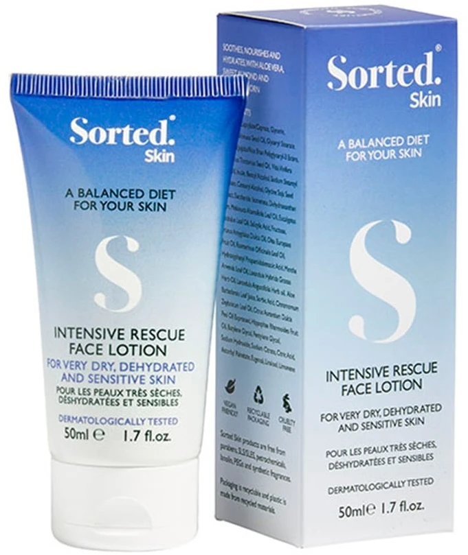 Sorted Skin Intensive Rescue Face Lotion intensyvaus poveikio veido losjonas jautriai odai, 50 ml