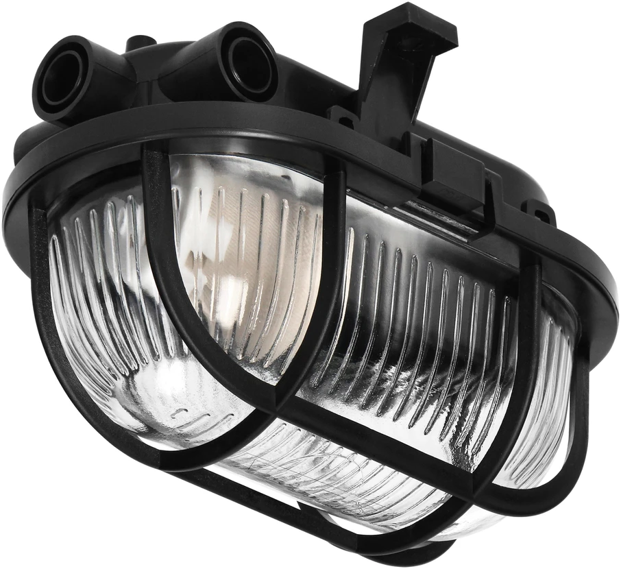 Sieninis šviestuvas Orno SOTOA, šviestuvas, E27, maks. 15 W, IP54, stiklinis gaubtas, plastikinis dangtelis, juodas