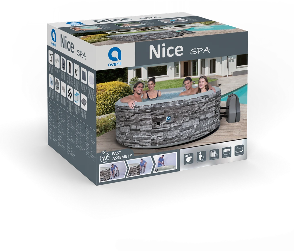 Sodo SPA, pripučiamas baseinas, hidromasažas AVENLI NICE 6 asmenų 204x70 plytų