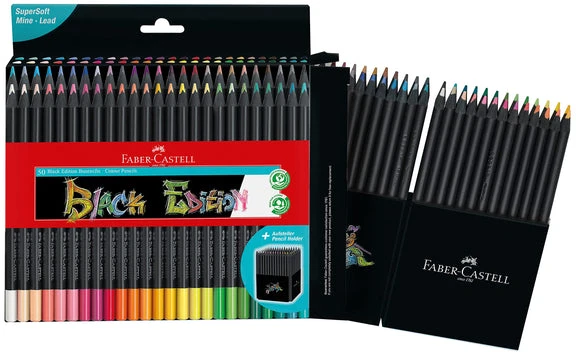 Spalvoti pieštukai „Faber-Castell“ juodos spalvos, 50 vnt. pakuotėje (116450)