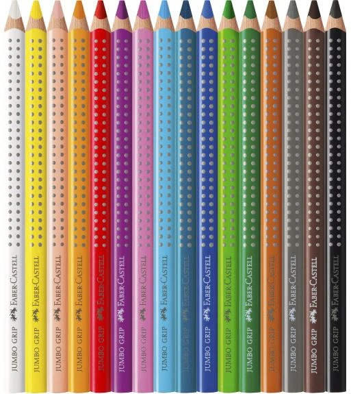 Spalvoti akvareliniai pieštukai Faber-Castell Grip Jumbo, 16 spalvų