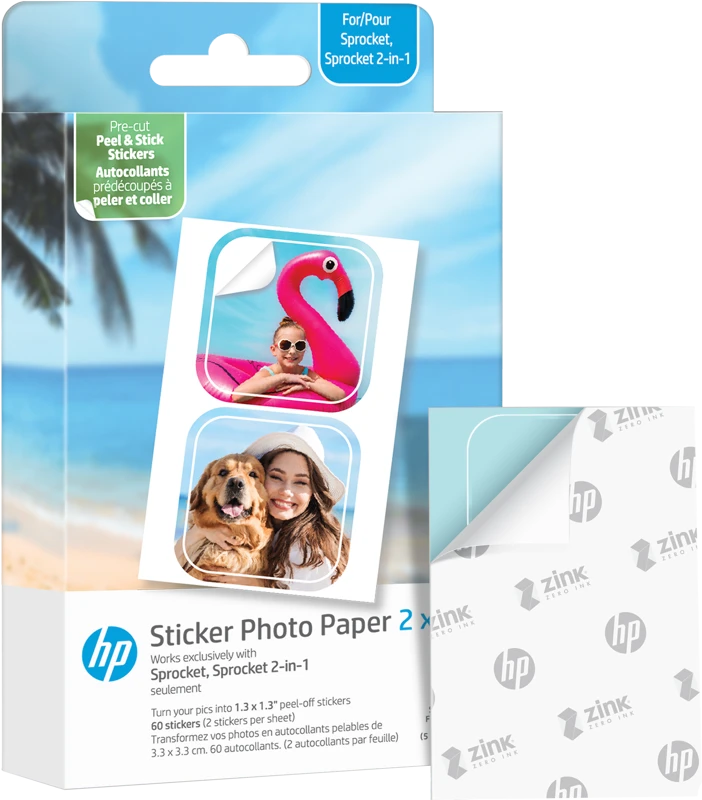 Spausdintuvas HP Sprocket Sticker 2x3'' - 2 w 1 (30 vnt. | 60 naklejek)