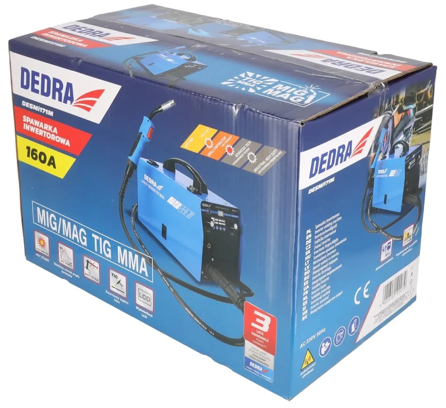 Dedra Spawarka IGBT Mig/Mag inverterinis suvirinimo aparatas, 160a su TIG funkcija, MMA