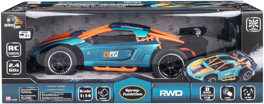 Speed Car - Radiovadinamas dreifuojantis automobilis su dūmų efektu, 1:14 (41529)