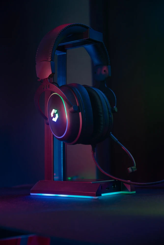 „Speedlink CONUX RGB“ stereo žaidimų ausinės, juodos, skirtos PC / PS5 / PS4 / XBOX Series X / S / Switch / OLED / Lite.