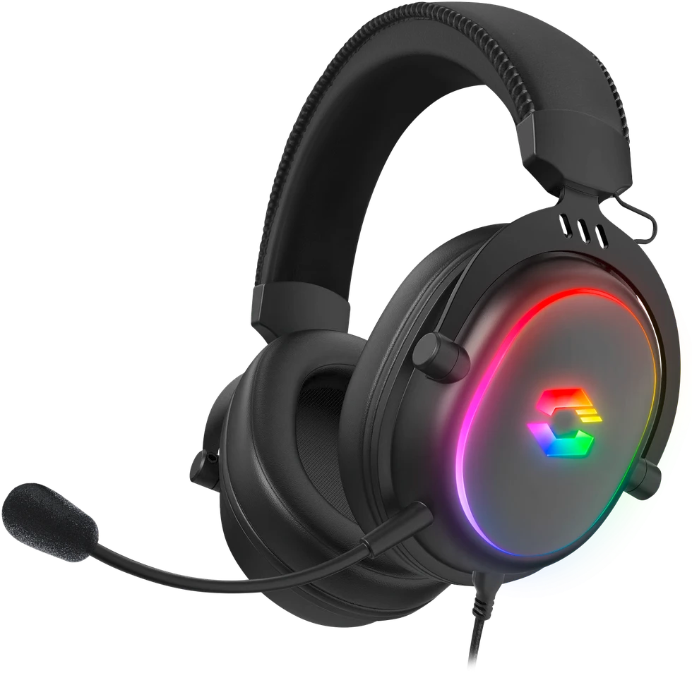 „Speedlink CONUX RGB“ stereo žaidimų ausinės, juodos, skirtos PC / PS5 / PS4 / XBOX Series X / S / Switch / OLED / Lite.
