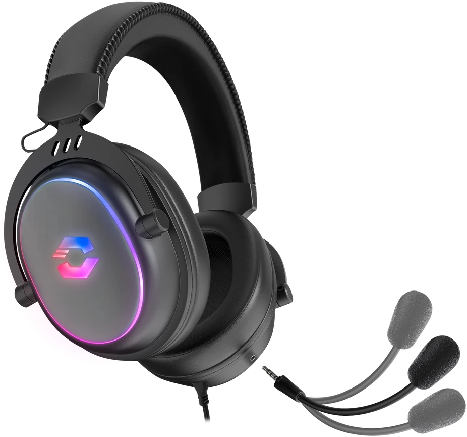 „Speedlink CONUX RGB“ stereo žaidimų ausinės, juodos, skirtos PC / PS5 / PS4 / XBOX Series X / S / Switch / OLED / Lite.
