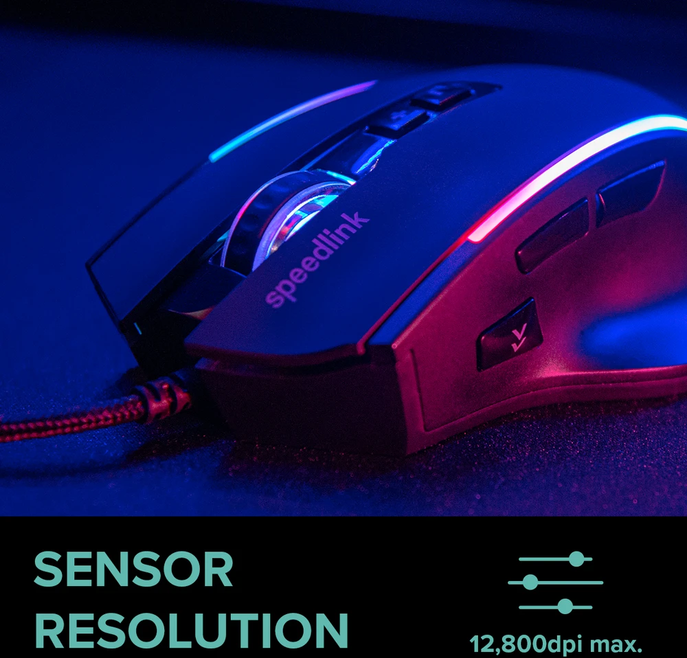 „Speedlink“ – „DECUS NX RGB“ žaidimų pelė, juodos spalvos