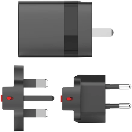 „Speedlink“ – kelioninis įkroviklis su USB-A ir USB-C 15 W jungtimis, skirtas JAV, JK ir ES, juodas