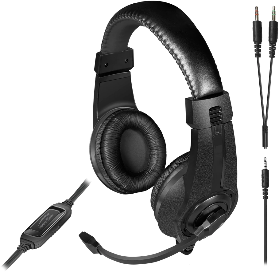 „Speedlink“ – „LEGATOS“ stereo žaidimų ausinės – skirtos PC / PS5 / PS4 / „XBOX Series X/S / Switch / OLED / Lite“, juodos