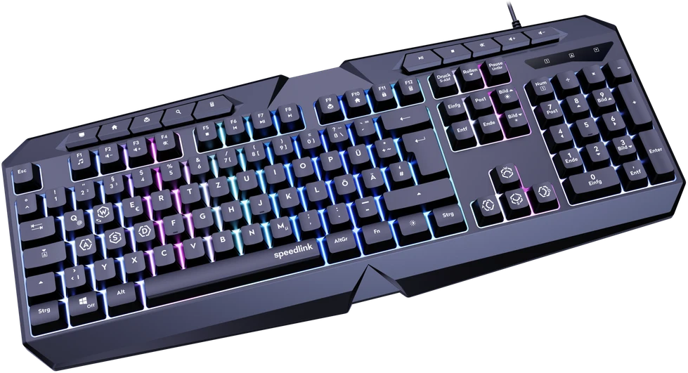 Speedlink LUDICIUM RGB Rainbow žaidimų klaviatūra, juoda, JAV išdėstymas