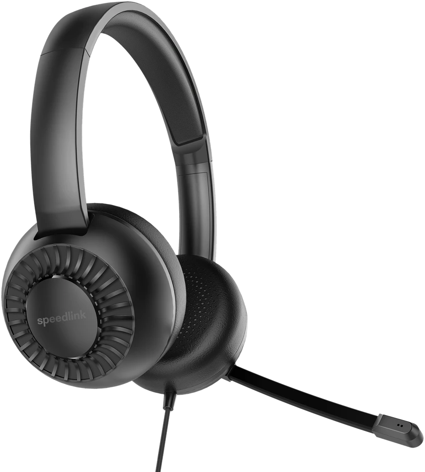 „Speedlink Metis“ stereo ausinės, 3,5 mm lizdas su Y formos adapteriu, juodos
