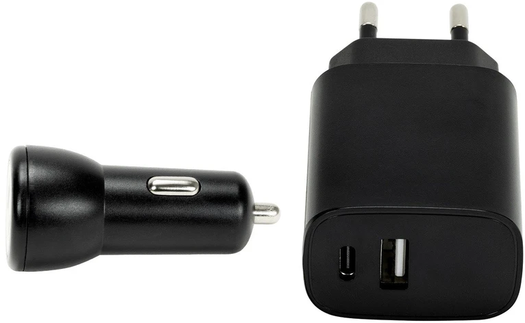 „Speedlink“ – sieninio ir automobilinio įkroviklio rinkinys, USB-A ir USB-C, 15 W, juodas