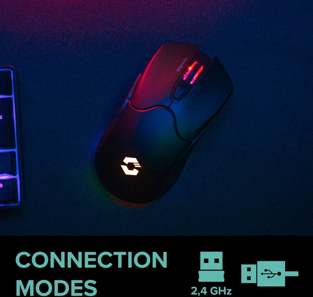 „Speedlink“ – „VELOX“ įkraunama RGB žaidimų pelė – belaidė, juoda