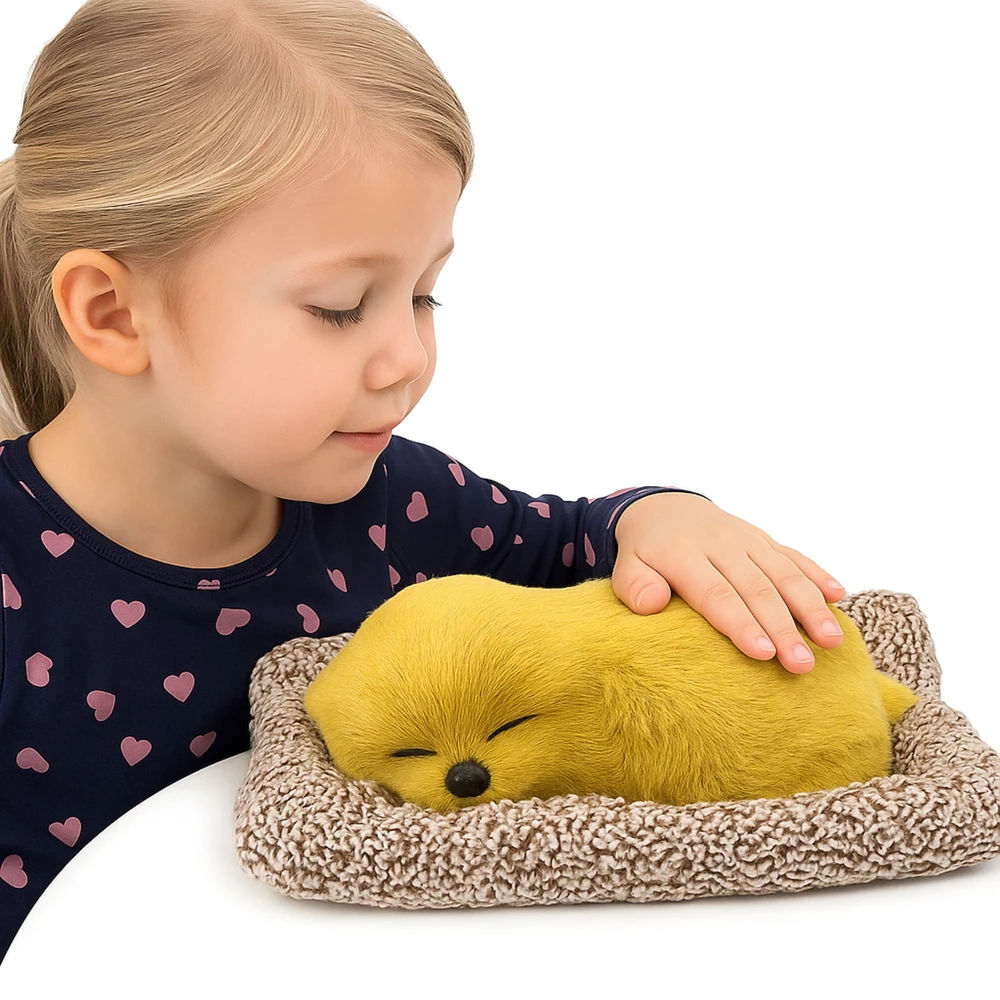 Lean Toys Miegantis Labradoro Šuniukas Ant Pagalvės Su Krepšiu