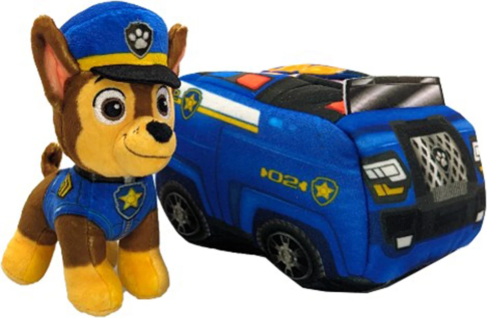 Spin Master Paw Patrol - 2 viename pliušinis automobilis su Chase 15 cm (6075428)