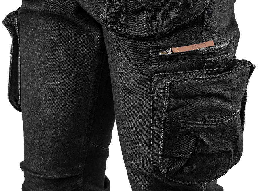 Neo Tools Kelnės 5 kišenių džinsinės darbo kelnės, juodos, XXXL dydis
