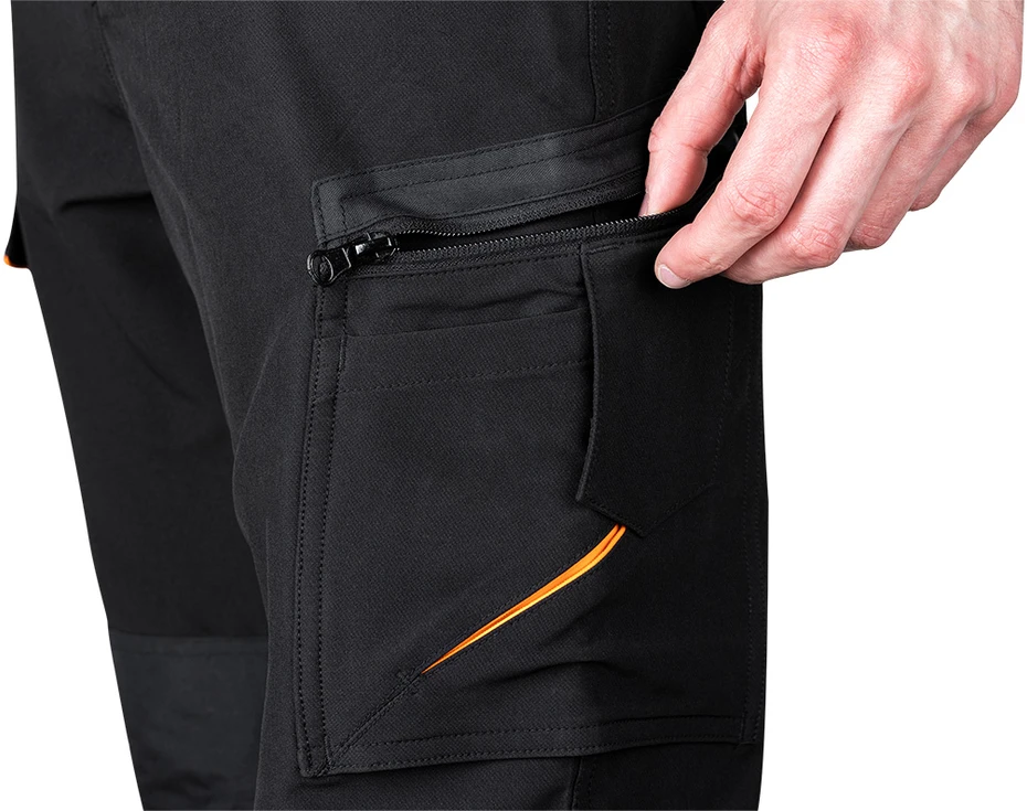 Spodnie Juodos su oranžiniais elementais darbinės kelnės Mix&amp;Match, dydis XS