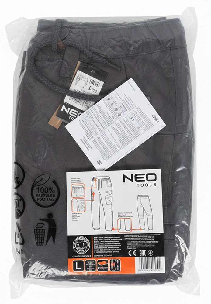 Neo Kelnės OUTDOOR darbo kelnės, laisvalaikio tipo, pilkos, L dydis