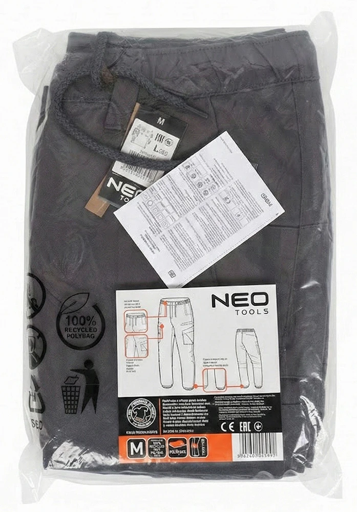 Neo Tools Kelnės OUTDOOR darbo kelnės, laisvalaikio tipo, pilkos, M dydis