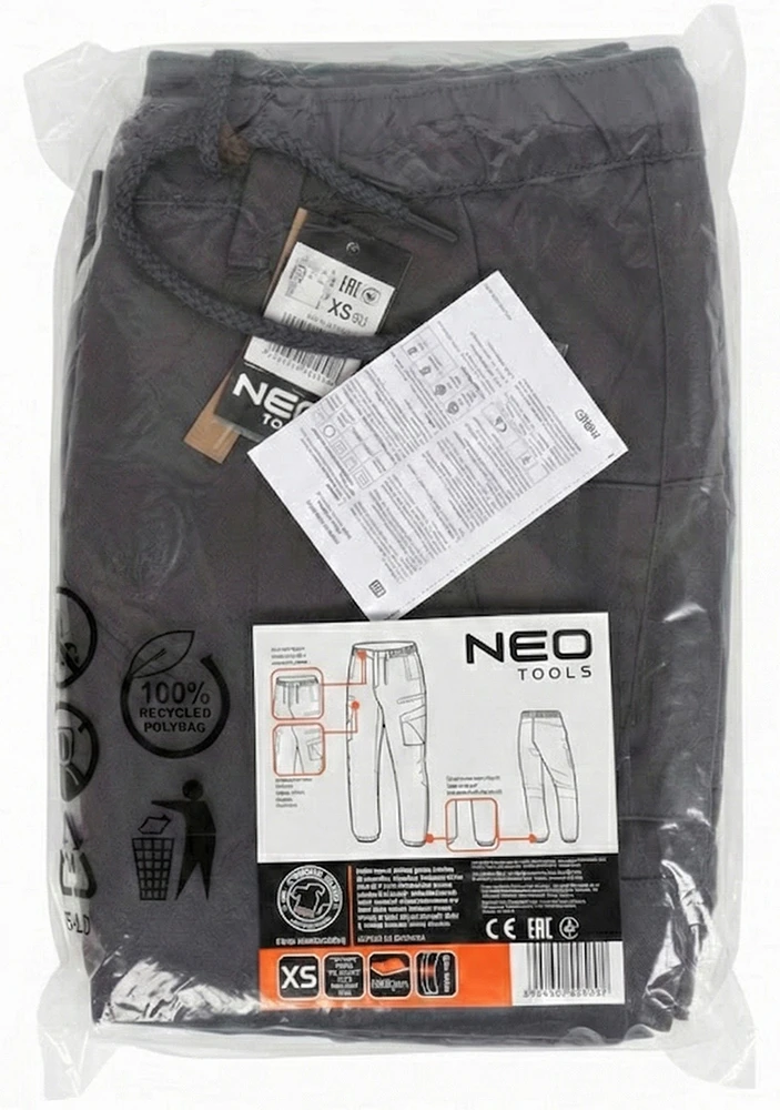 Neo Tools Kelnės OUTDOOR darbo kelnės, laisvalaikio tipo, pilkos, XS dydis