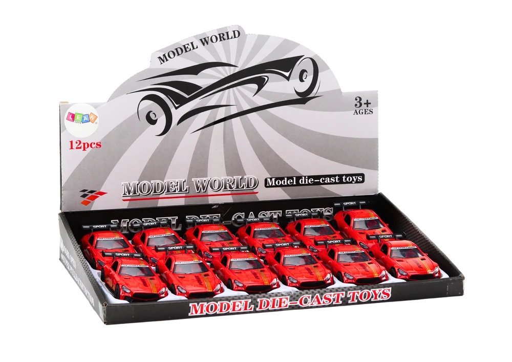 Lean Toys 1:32 Raudonas Sportinis Automobilio Modelis su Spoileriu