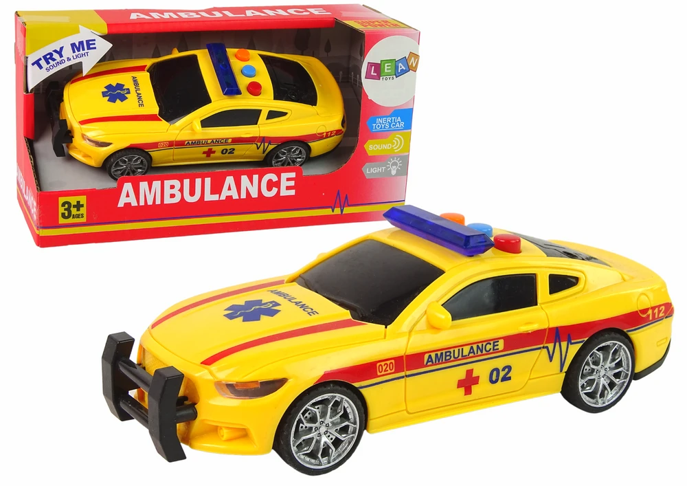 Žaislinis sportinis greitosios pagalbos automobilis Lean Toys, geltona
