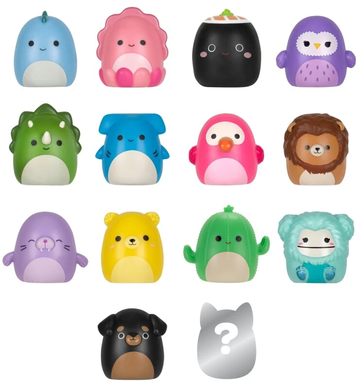 SQUISHMALLOWS SQUISH-A-LONGS kolekcinės figūrėlės, 14 vnt., 2,5 cm