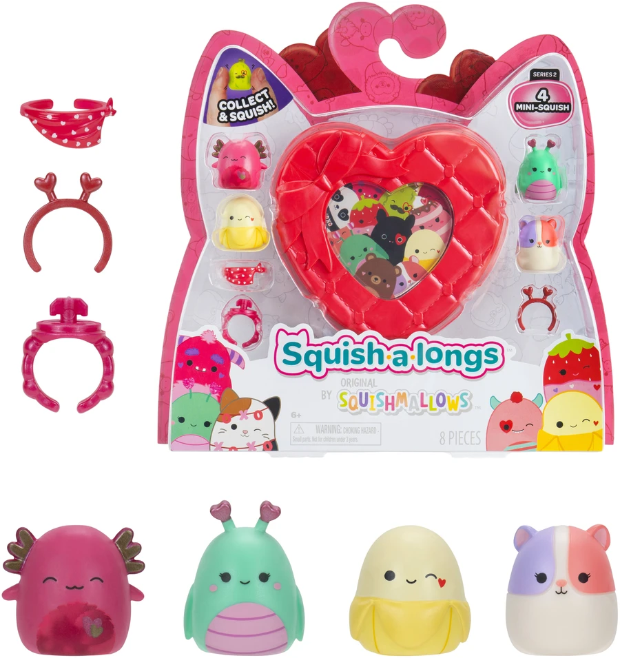 Squishalongs „Squish-a-longs“ meilės žaisliukų rinkinys, 4 vnt. – 2 stilius