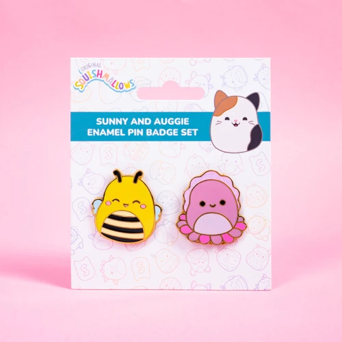 „Squishmallows“ – 2 ženkliukai „Sunny Auggie“ – ryškios